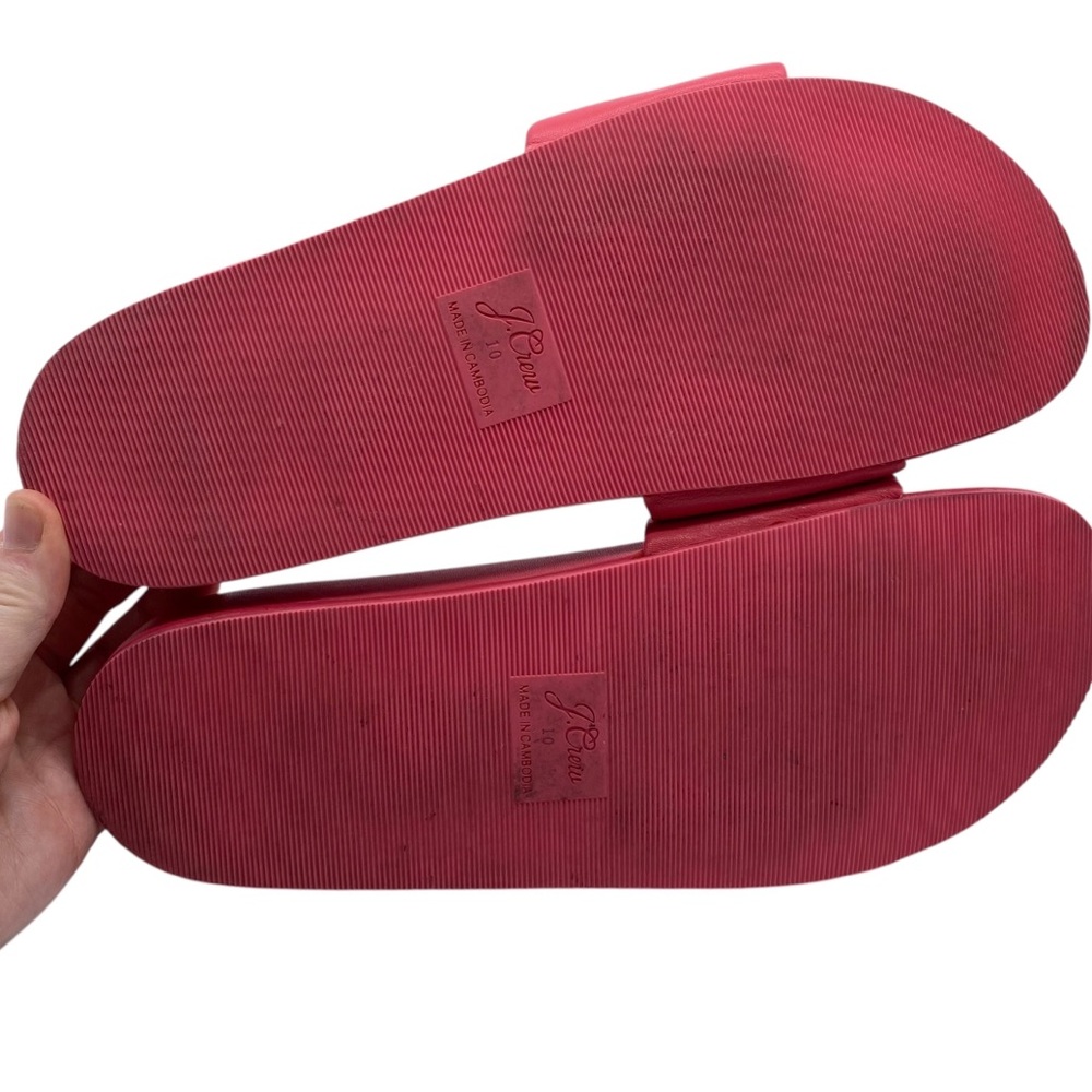 J. Crew Womens Shoes Pacific Sandals 10 Pink Scrunchie Strap Slide Flat Casual - Picture 7 of 10